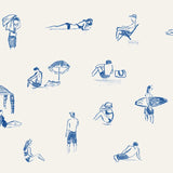 Blue Beach People Landscape, By Cass Deller Wall Art Gioia-Local 60x40cm Framed Canvas Gold