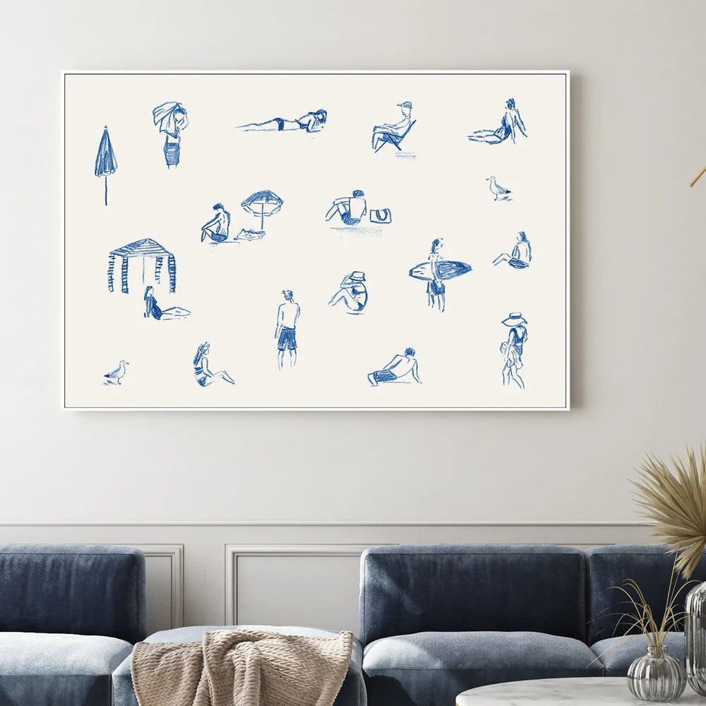 Blue Beach People Landscape, By Cass Deller Wall Art Gioia-Local