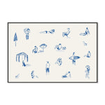 Blue Beach People Landscape, By Cass Deller Wall Art Gioia-Local 60x40cm Framed Canvas Black
