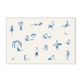 Blue Beach People Landscape, By Cass Deller Wall Art Gioia-Local 60x40cm Framed Canvas White