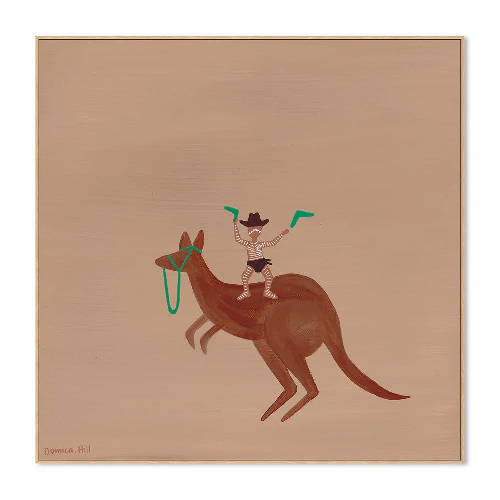 Boomerangs and Bounce, By Domica Hill Wall Art Gioia-Local 50x50cm Framed Canvas Oak