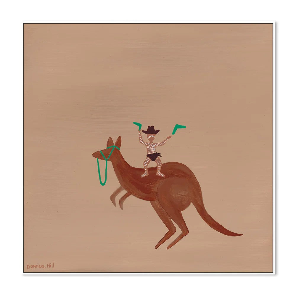 Boomerangs and Bounce, By Domica Hill Wall Art Gioia-Local 50x50cm Framed Canvas White