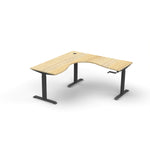 Boost Crank Corner Workstation Corner Desk Rline-Local Natural Table Top Black Satin Powder Coated 150cm (W) x 75cm-150cm (D) x 70.5cm-115.5cm (H)