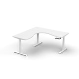 Boost Crank Corner Workstation Corner Desk Rline-Local White Table Top White Satin Powder Coated 150cm (W) x 75cm-150cm (D) x 70.5cm-115.5cm (H)