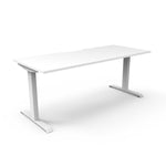 Boost Static Single Sided Workstation Office Desk Rline-Local 120cm (W) x 75cm (D) x 73cm (H) Without Both Cable Tray & Screen White Table Top and White Base