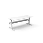 Boost Static Single Sided Workstation Office Desk Rline-Local 120cm (W) x 75cm (D) x 73cm (H) With Cable Tray Only White Table Top and White Base