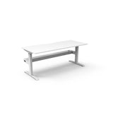 Boost Static Single Sided Workstation Office Desk Rline-Local 120cm (W) x 75cm (D) x 73cm (H) With Cable Tray Only White Table Top and White Base
