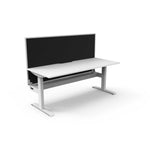 Boost Static Single Sided Workstation Office Desk Rline-Local 120cm (W) x 75cm (D) x 73cm (H) With Both Cable Tray & Screen White Table Top and White Base
