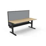 Boost Static Single Sided Workstation Office Desk Rline-Local 120cm (W) x 75cm (D) x 73cm (H) With Both Cable Tray & Screen Natural Table Top and Black Base