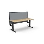 Boost Static Single Sided Workstation Office Desk Rline-Local 120cm (W) x 75cm (D) x 73cm (H) With Screen Only Natural Table Top and Black Base
