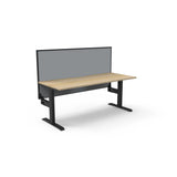 Boost Static Single Sided Workstation Office Desk Rline-Local 120cm (W) x 75cm (D) x 73cm (H) With Screen Only Natural Table Top and Black Base