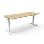 Boost Static Single Sided Workstation Office Desk Rline-Local 120cm (W) x 75cm (D) x 73cm (H) Without Both Cable Tray & Screen Natural Table Top and White Base