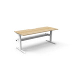 Boost Static Single Sided Workstation Office Desk Rline-Local 120cm (W) x 75cm (D) x 73cm (H) With Cable Tray Only Natural Table Top and White Base