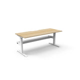 Boost Static Single Sided Workstation Office Desk Rline-Local 120cm (W) x 75cm (D) x 73cm (H) With Cable Tray Only Natural Table Top and White Base