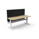 Boost Static Single Sided Workstation Office Desk Rline-Local 120cm (W) x 75cm (D) x 73cm (H) With Both Cable Tray & Screen Natural Table Top and White Base