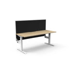 Boost Static Single Sided Workstation Office Desk Rline-Local 120cm (W) x 75cm (D) x 73cm (H) With Screen Only Natural Table Top and White Base