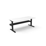 Boost Static Single Sided Workstation Office Desk Rline-Local 120cm (W) x 75cm (D) x 73cm (H) With Cable Tray Only White Table Top and Black Base