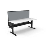 Boost Static Single Sided Workstation Office Desk Rline-Local 120cm (W) x 75cm (D) x 73cm (H) With Both Cable Tray & Screen White Table Top and Black Base