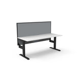 Boost Static Single Sided Workstation Office Desk Rline-Local 120cm (W) x 75cm (D) x 73cm (H) With Screen Only White Table Top and Black Base