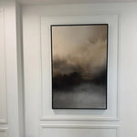 Ex Display - Brown Blurred Mountains 90cm x 135cm Framed Canvas - Black Frame Wall Art Gioia-Local
