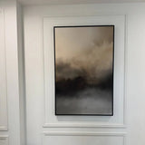Ex Display - Brown Blurred Mountains 90cm x 135cm Framed Canvas - Black Frame Wall Art Gioia-Local