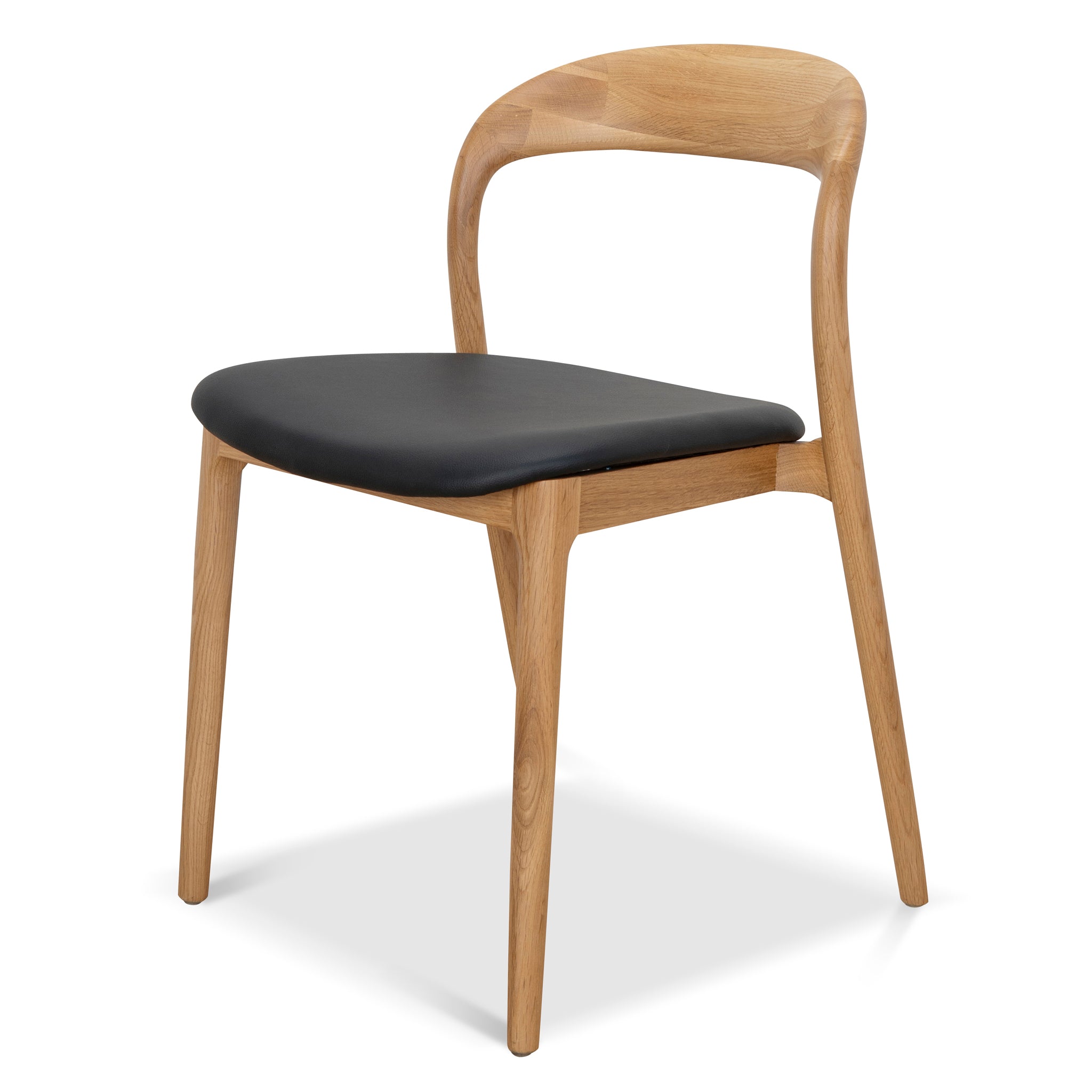Ex Display - Caspar Natural Dining Chair - Black PU Dining Chair Swady-Core