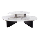 Inga Marble Textured Glass Coffee Table - Black Coffee Table Iggy-Core   