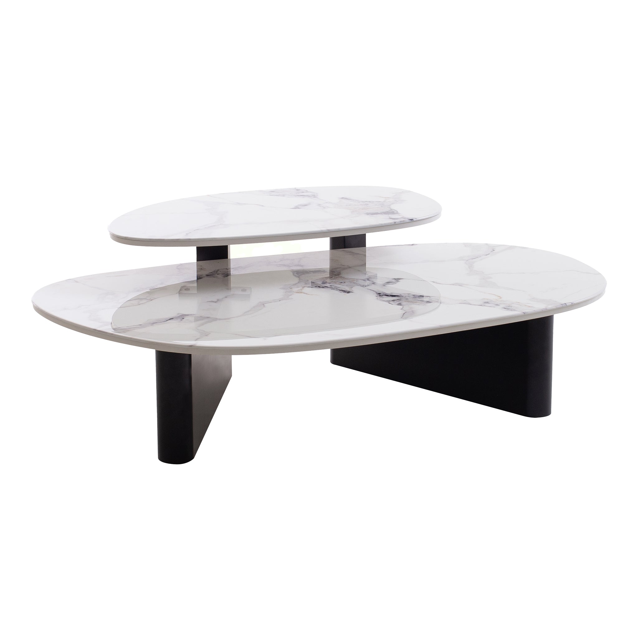 Inga Marble Textured Glass Coffee Table - Black Coffee Table Iggy-Core