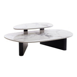 Inga Marble Textured Glass Coffee Table - Black Coffee Table Iggy-Core