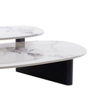 Inga Marble Textured Glass Coffee Table - Black Coffee Table Iggy-Core
