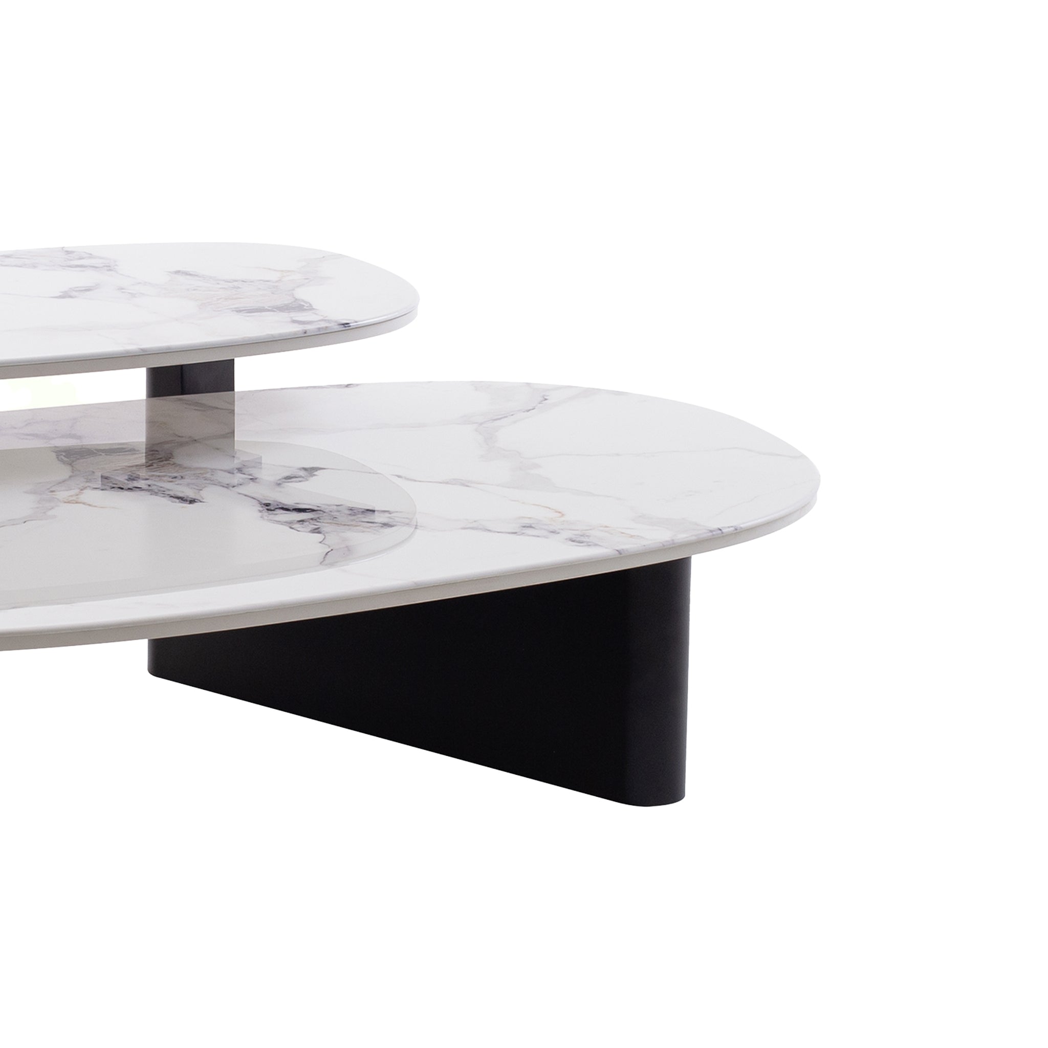 Inga Marble Textured Glass Coffee Table - Black Coffee Table Iggy-Core