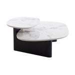 Inga Marble Textured Glass Coffee Table - Black Coffee Table Iggy-Core