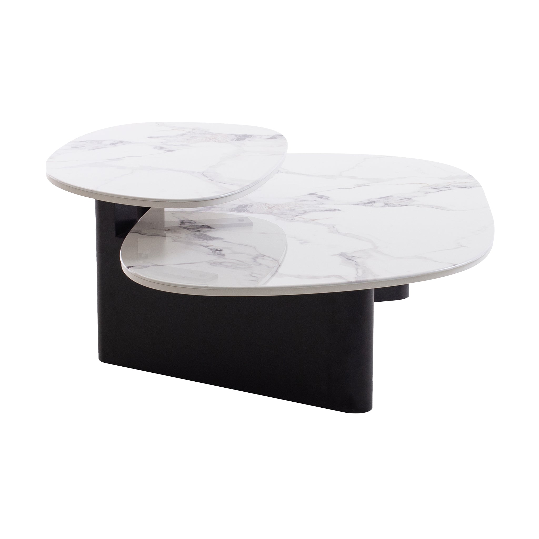 Inga Marble Textured Glass Coffee Table - Black Coffee Table Iggy-Core