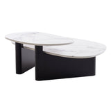 Inga Marble Textured Glass Coffee Table - Black Coffee Table Iggy-Core