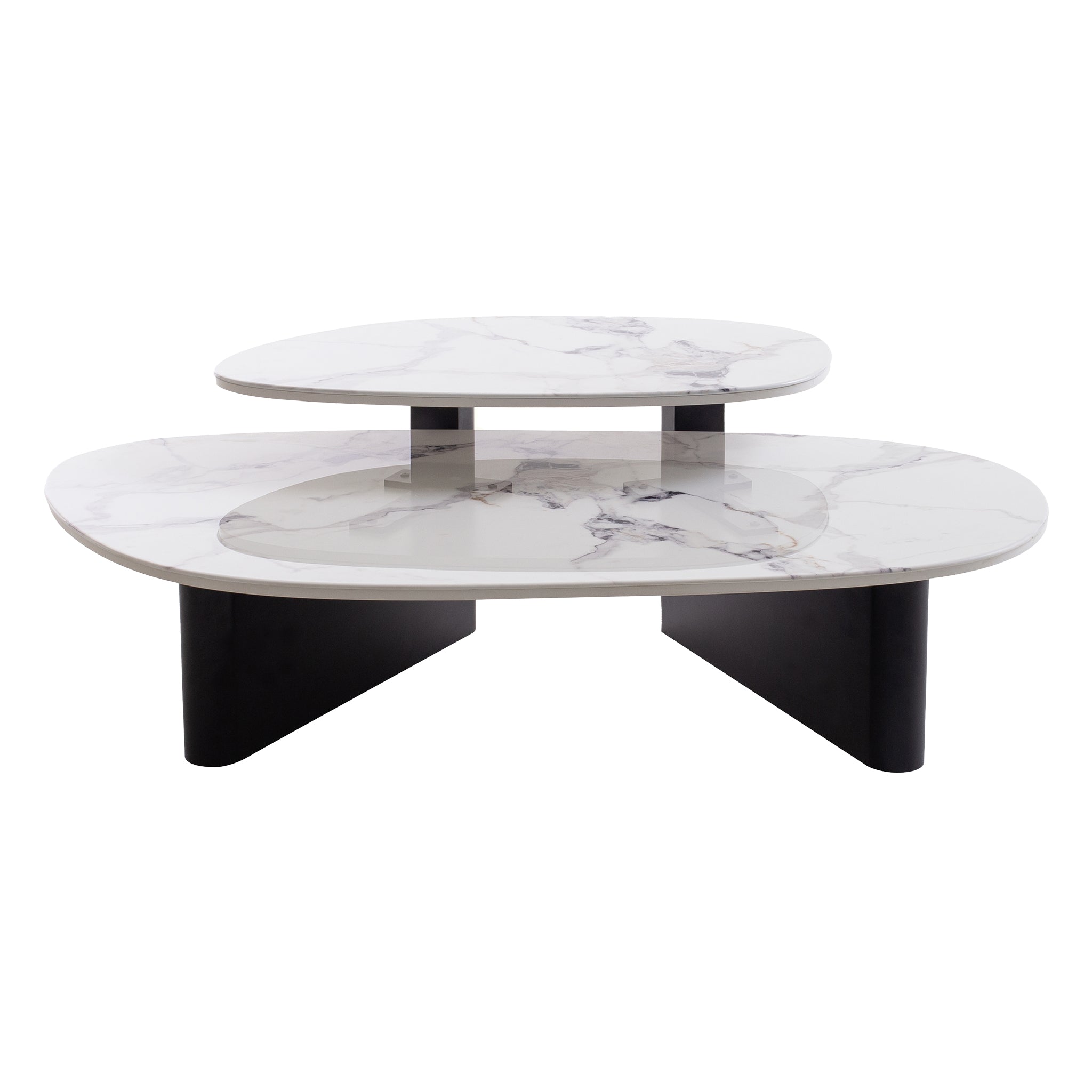 Inga Marble Textured Glass Coffee Table - Black Coffee Table Iggy-Core