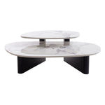 Inga Marble Textured Glass Coffee Table - Black Coffee Table Iggy-Core