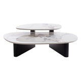 Inga Marble Textured Glass Coffee Table - Black Coffee Table Iggy-Core