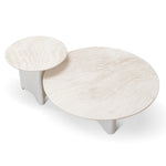 Zafar Nested Travertine Coffee Table - White Coffee Table Dwood-Core