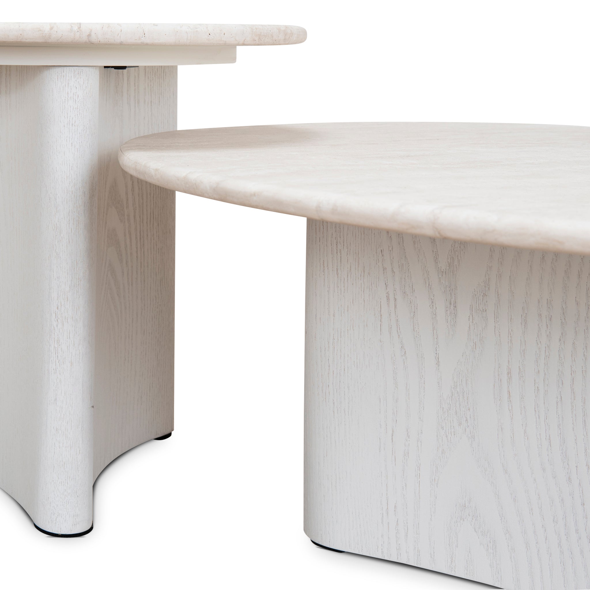 Zafar Nested Travertine Coffee Table - White Coffee Table Dwood-Core