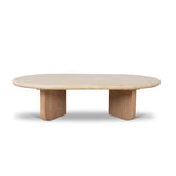 Kalin 1.2m Oval Travertine Coffee Table - Natural Coffee Table Nicki-Core   
