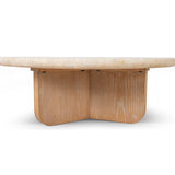 Kalin 90cm Round Travertine Coffee Table - Natural Coffee Table Nicki-Core   