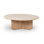 Kalin 90cm Round Travertine Coffee Table - Natural Coffee Table Nicki-Core   