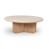 Kalin 90cm Round Travertine Coffee Table - Natural Coffee Table Nicki-Core   