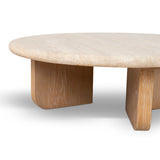 Kalin 90cm Round Travertine Coffee Table - Natural Coffee Table Nicki-Core   