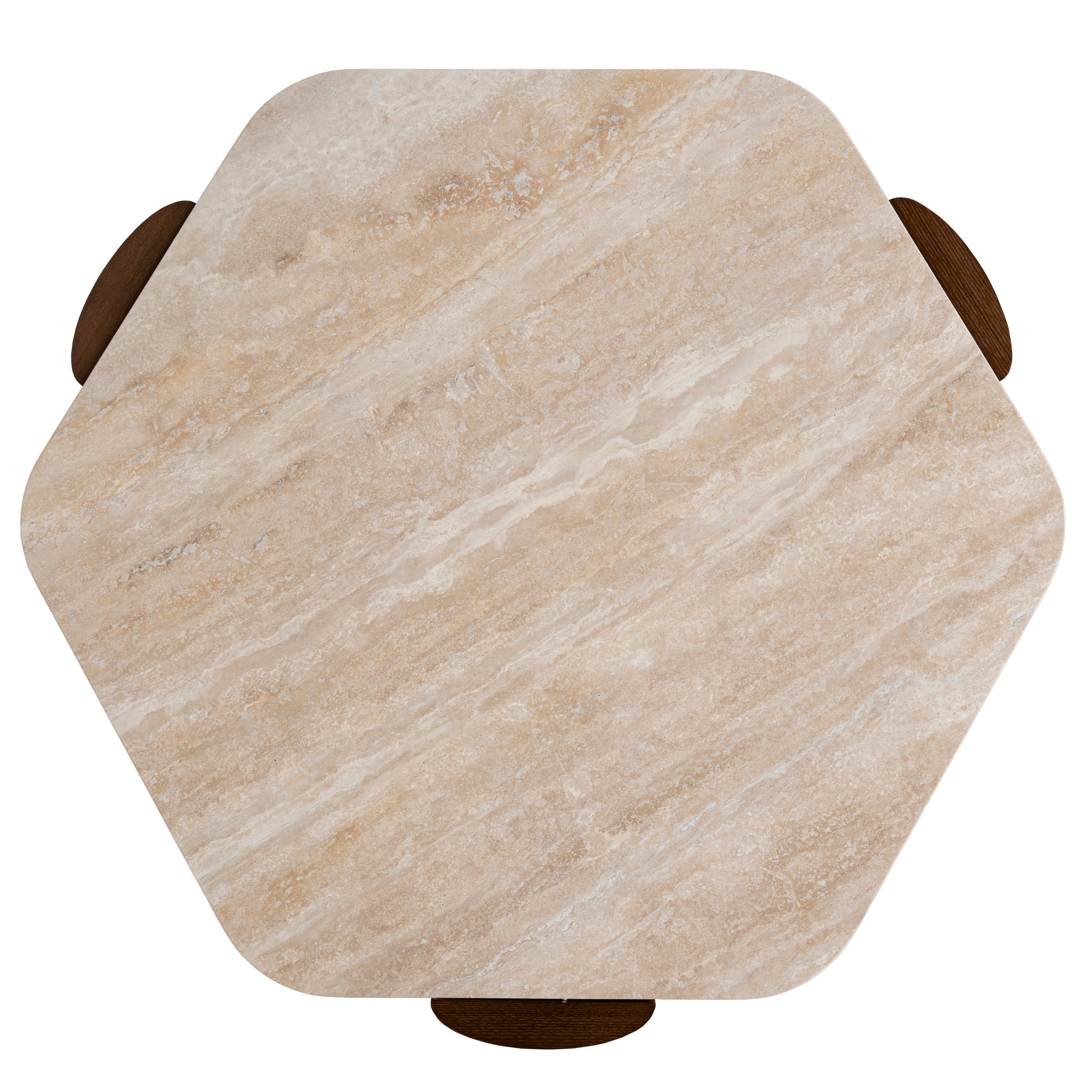 Ex Display - Larisa 100cm Travertine Coffee Table - Walnut Coffee Table Rebhi-Core