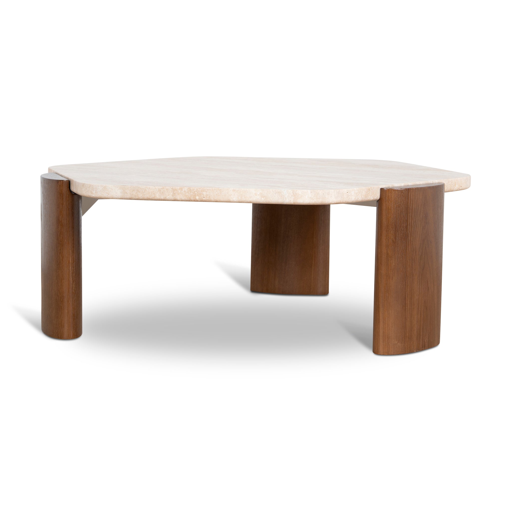Ex Display - Larisa 100cm Travertine Coffee Table - Walnut Coffee Table Rebhi-Core