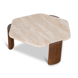 Ex Display - Larisa 100cm Travertine Coffee Table - Walnut Coffee Table Rebhi-Core