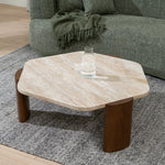 Ex Display - Larisa 100cm Travertine Coffee Table - Walnut Coffee Table Rebhi-Core