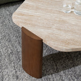 Ex Display - Larisa 100cm Travertine Coffee Table - Walnut Coffee Table Rebhi-Core