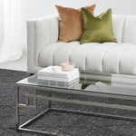 Anderson 1.2m Coffee Table With Tempered Glass - Stainless Steel Base CF1076-BS